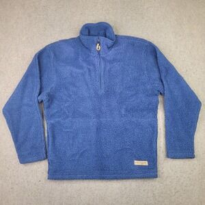 Life Is Good Sweater Mens Small Blue Fleece Sherpa 1/4 Zip Pullover Logo